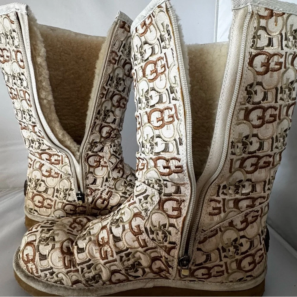 UGG Women’s Vintage Cozy Winter Boots Embroidered Logo Size US 10 / EU 41 - Picture 6 of 9